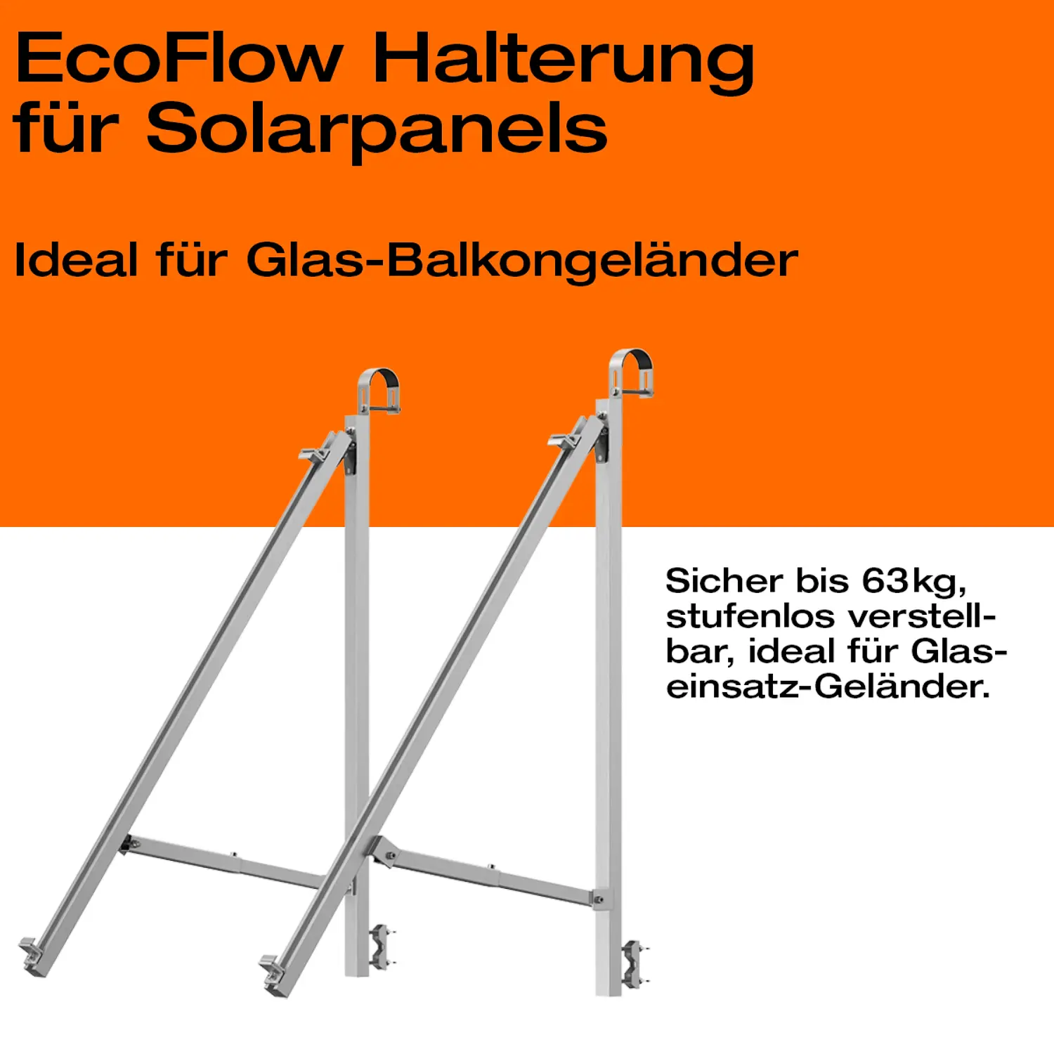 Balkonkraftwerk mit Speicher 1350 W & 3,8 kWh Komplettset mit Glasgeländer Halterung