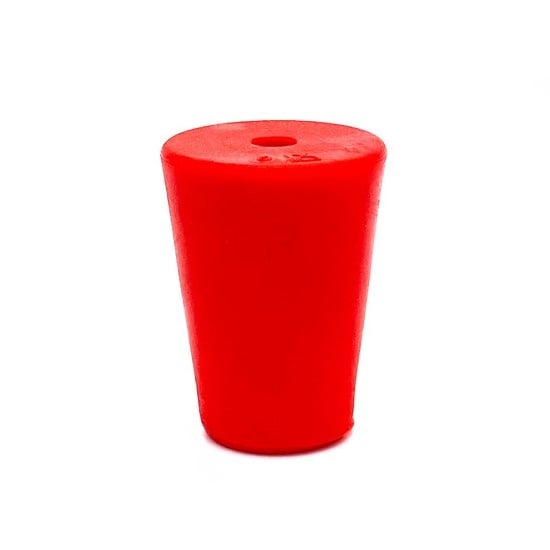 Gummistopfen, Laborstopfen rot Ø 35-45 mm mit 9 mm Bohrung