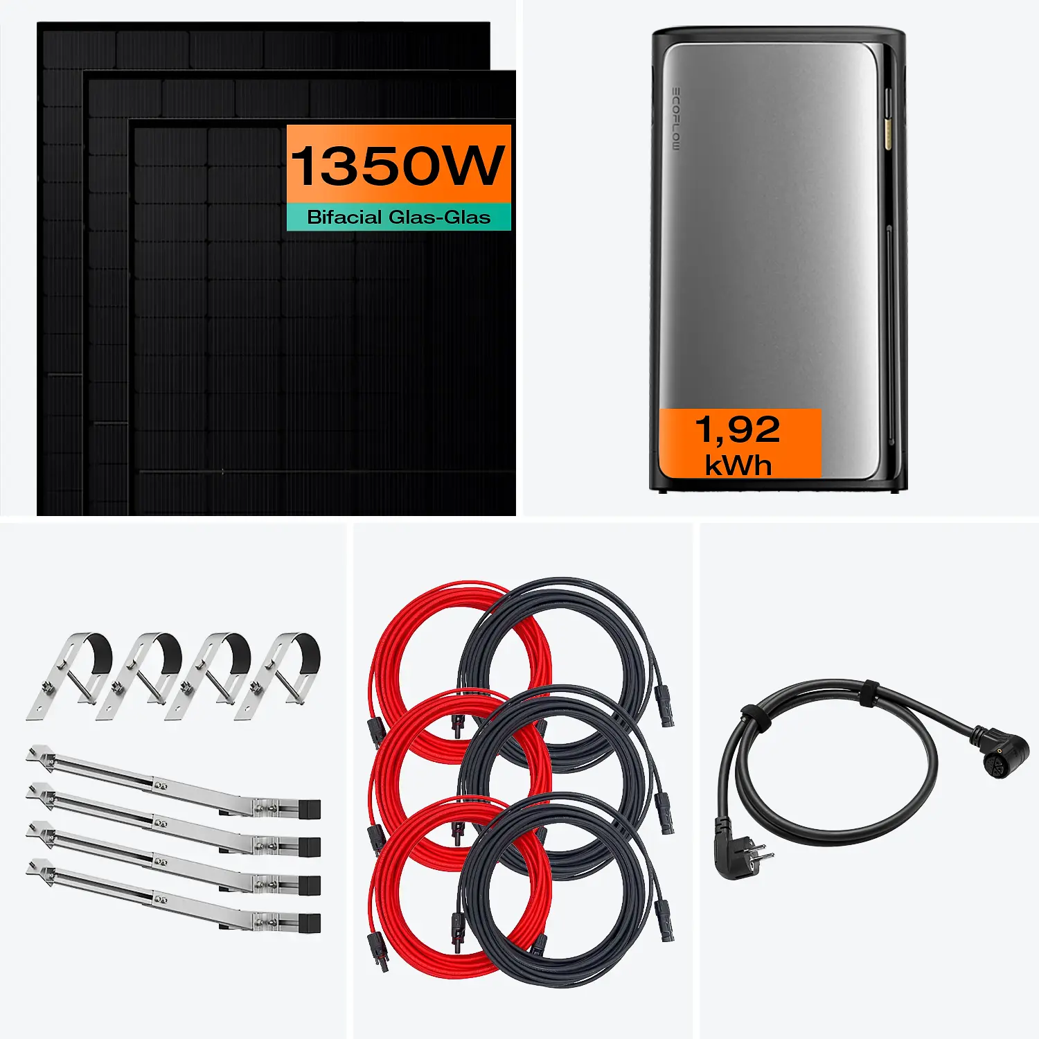 Balkonkraftwerk mit Speicher 1350 W Komplettset Pro mit Gittergeländer Halterung Balkonkraftwerk mit Speicher 1350 W Komplettset Pro mit Gittergeländer Halterung