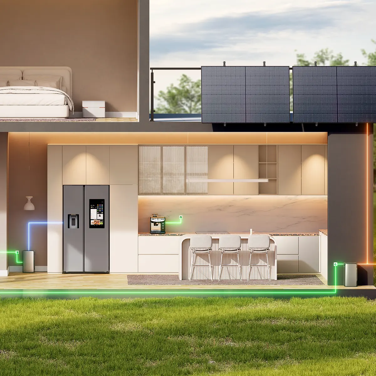 Balkonkraftwerk mit Speicher 900 W Komplettset Max mit Flachdach/Garten Halterung Balkonkraftwerk mit Speicher 900 W Komplettset Max mit Flachdach/Garten Halterung