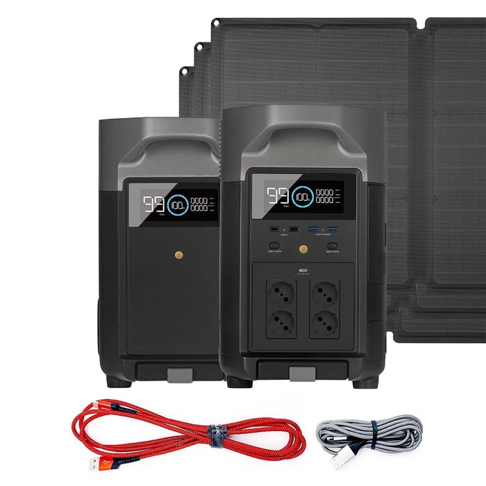 DELTA Pro-Set Powerstation inkl. Smart Extra Battery & 3 Solarpanel 400 W