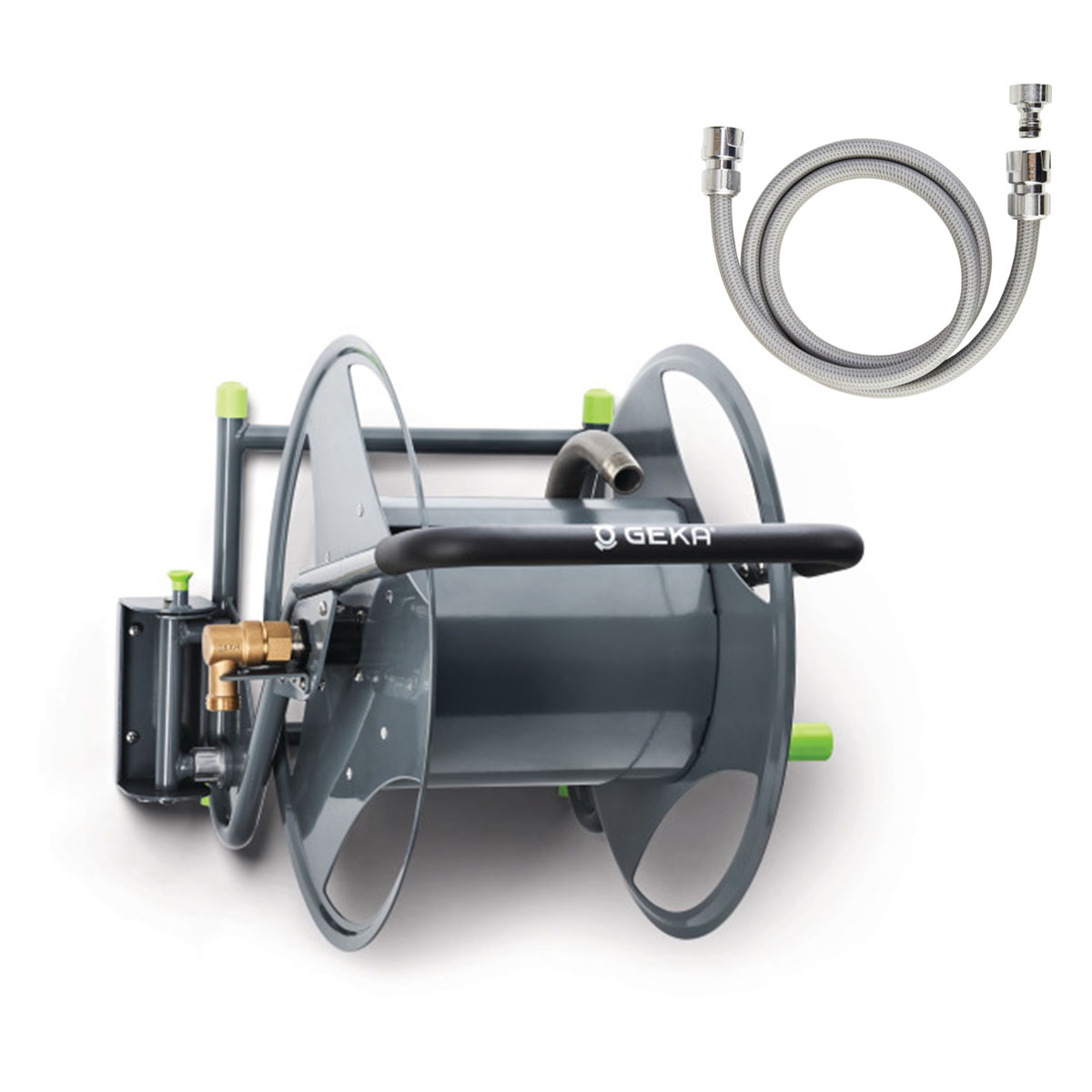 Schlauchabroller P40 aus pulverbeschichtetem Stahl Schlauchabroller P40 aus pulverbeschichtetem Stahl