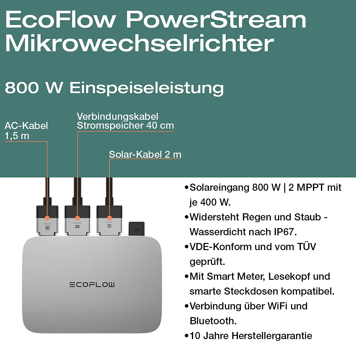 Balkonkraftwerk mit Speicher Basic 1 kWh bis 800 W