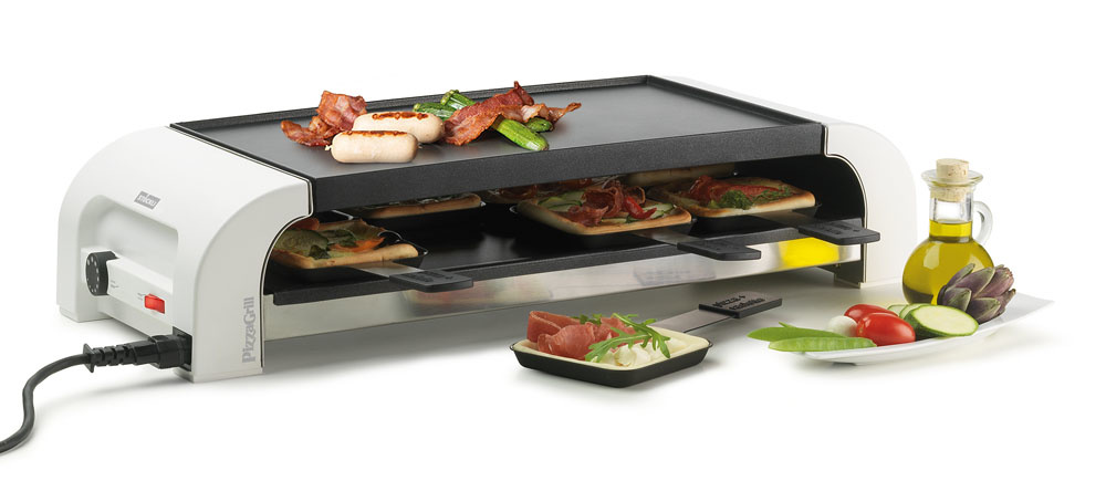 Raclette PizzaGrill for8 weiß inkl. Silikonunterlagen