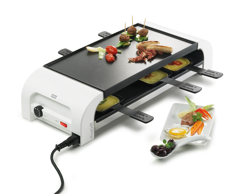 Raclette PizzaGrill for8 weiß inkl. Silikonunterlagen
