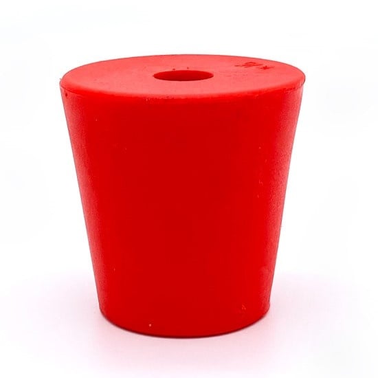 Gummistopfen, Laborstopfen rot Ø 50-70 mm mit 17 mm Bohrung