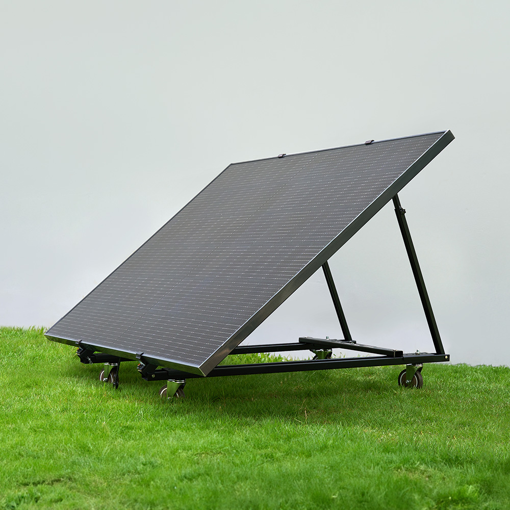 Verstellbare Stand- und Hängehalterung für Solarpanele mit Rollen