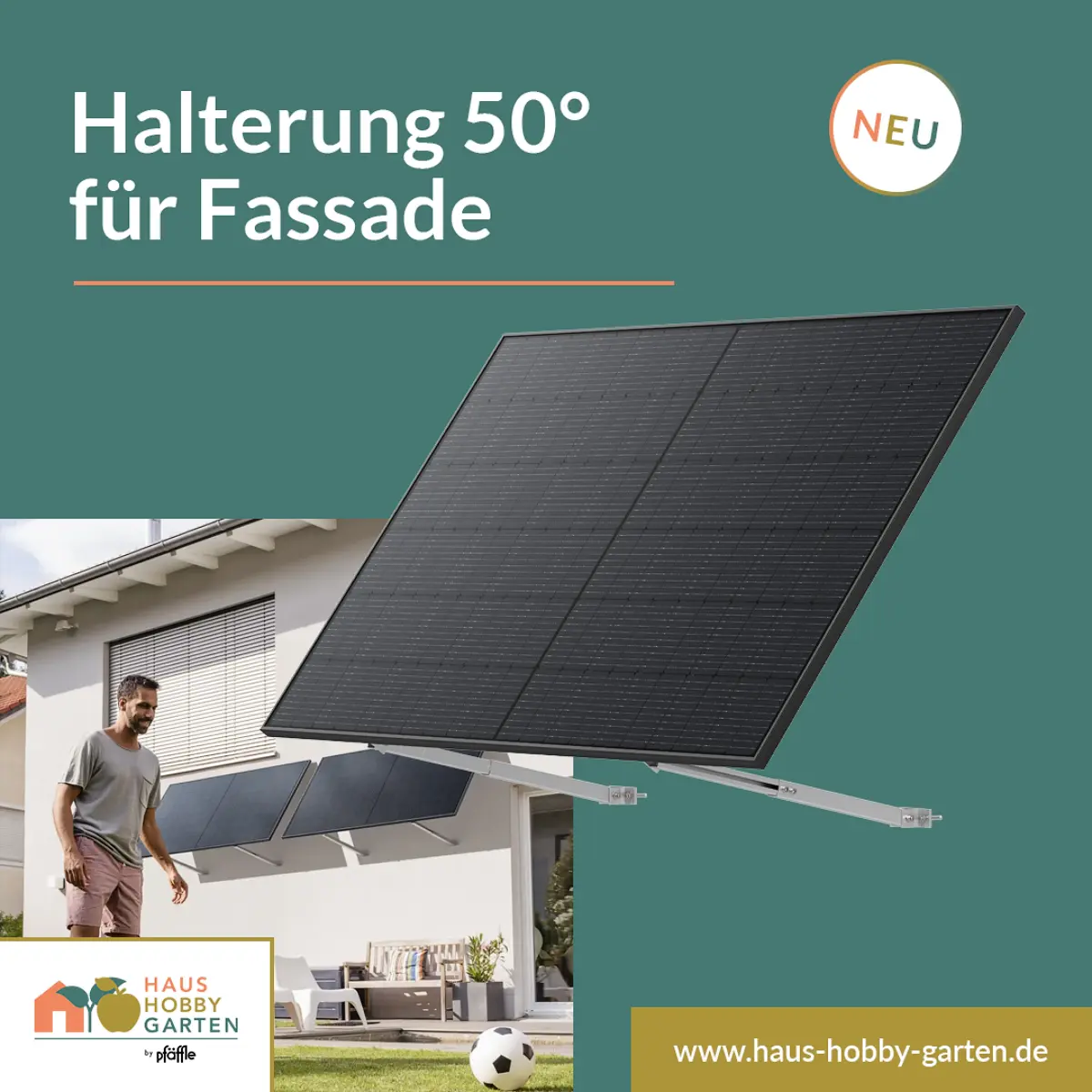Balkonkraftwerk mit Speicher Pro 900 W mit Fassade 50° Halterung