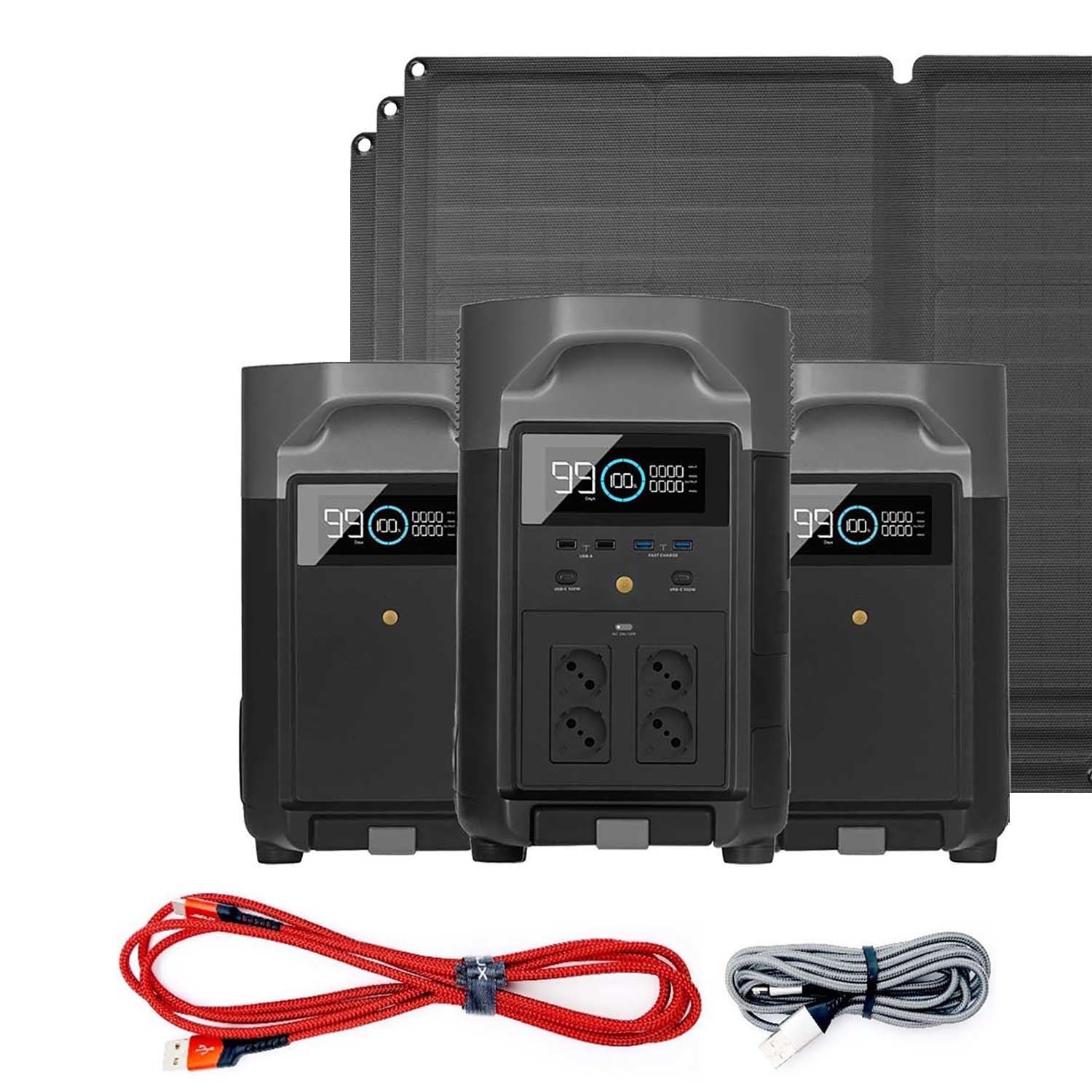 DELTA Pro-Set Powerstation inkl. 2 Smart Extra Battery & 3 Solarpanel 400 W