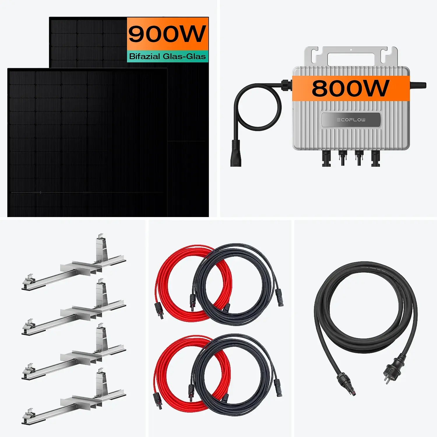 Balkonkraftwerk für Garten & Flachdach 800 W, 900 Wp