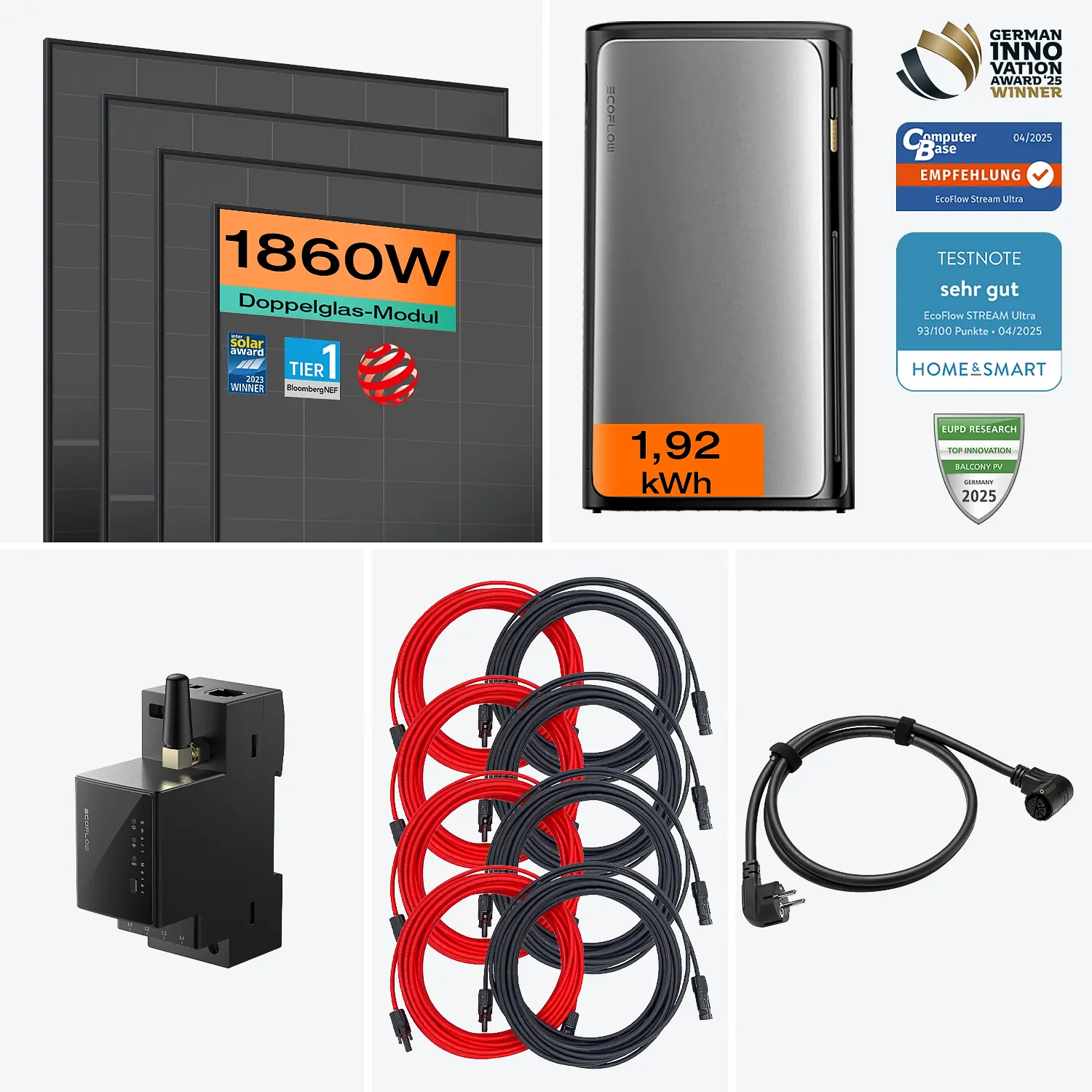 Lieferumfang Balkonkraftwerk Pro 1800 W mit Ultra Speicher – Komplettset