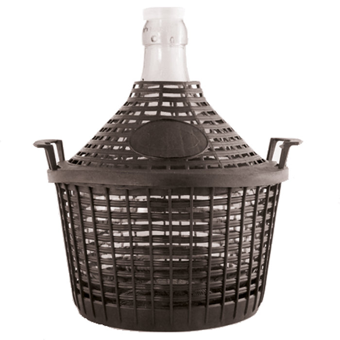 Glasballon, Weinballon 5 Liter im Kunststoffkorb inkl, Deckel