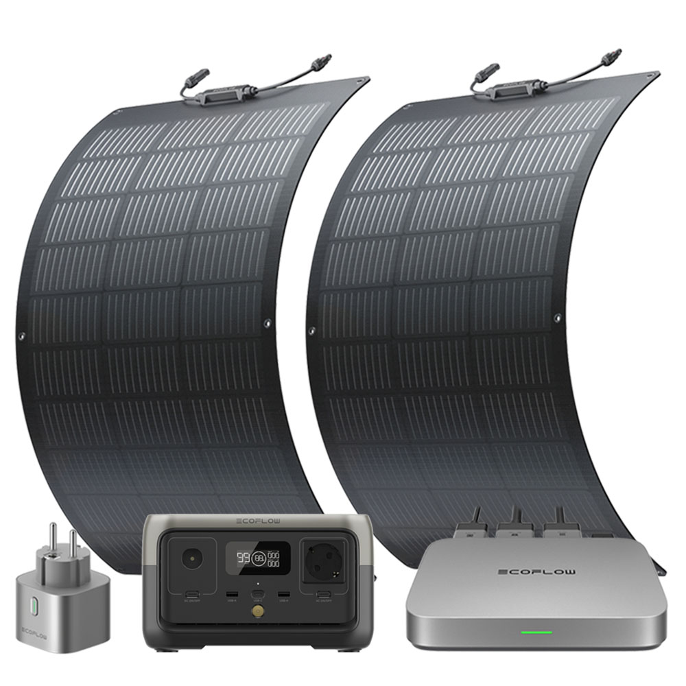 Balkonkraftwerk mit Akku RIVER 2, 600W PowerStream, 2 Solarpanel 100 W