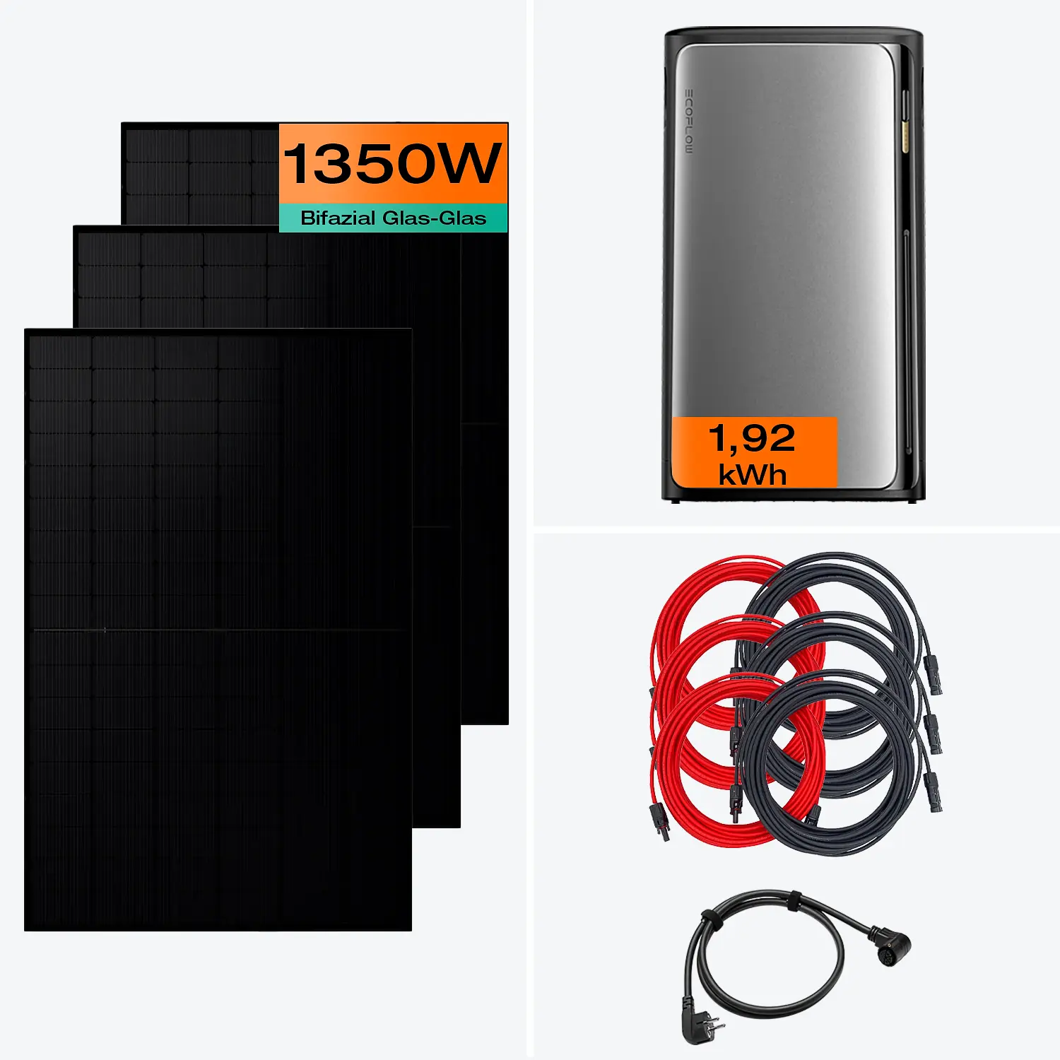 Balkonkraftwerk mit Speicher 1350 W Komplettset Pro