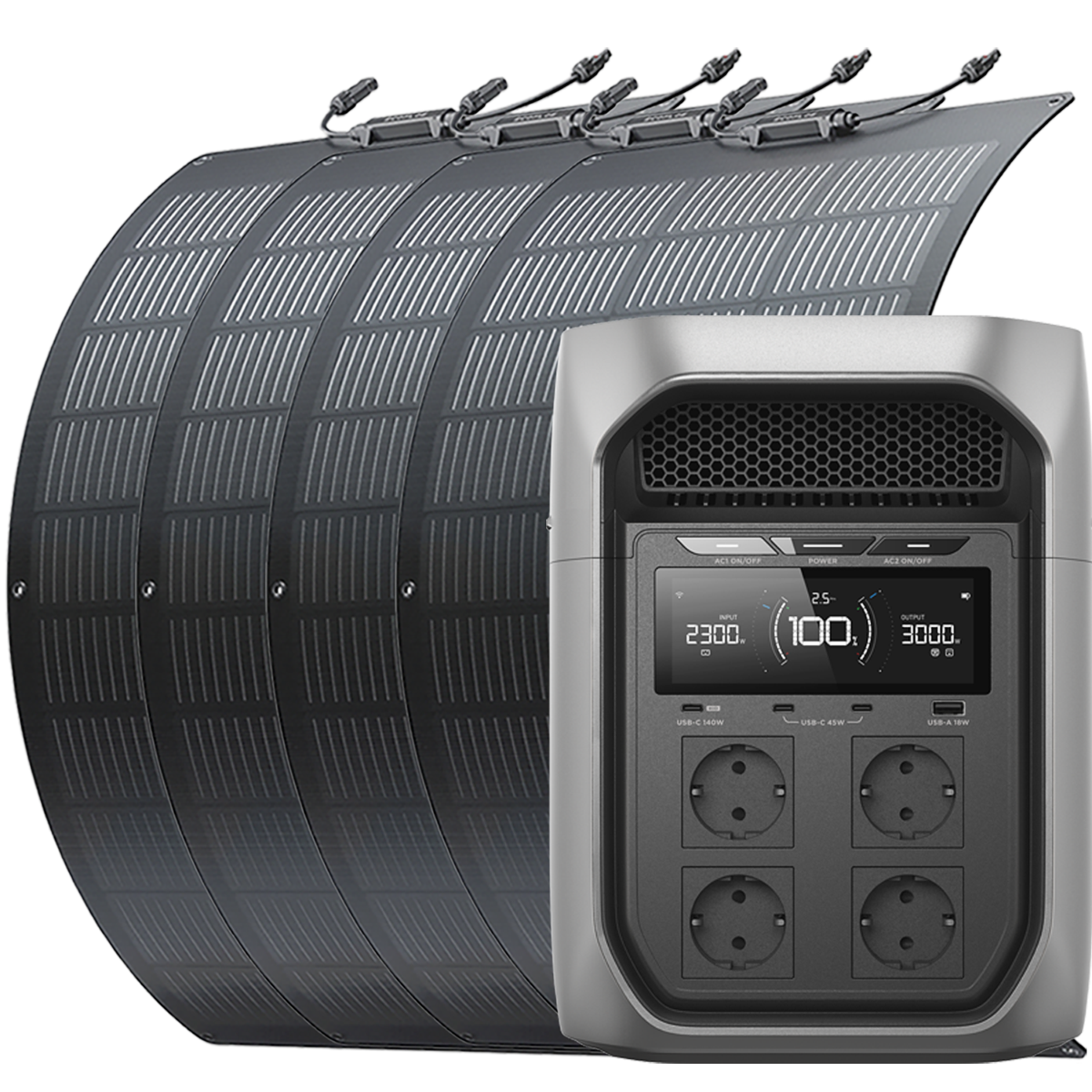 Powerstation-Campingset Delta 3 Max Plus mit flexiblen Solarpanels 100 W