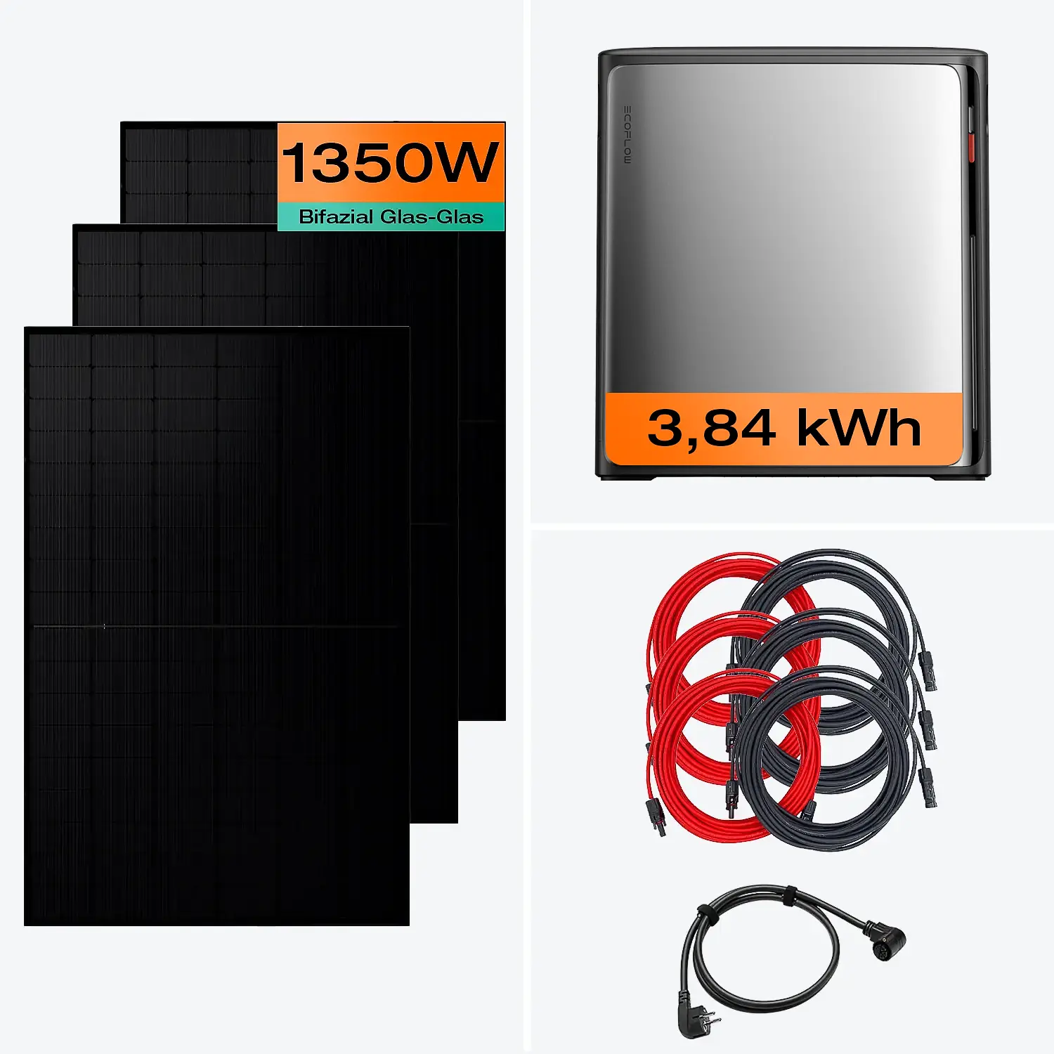 Balkonkraftwerk mit Speicher 1350 W & 3,8 kWh Komplettset Balkonkraftwerk mit Speicher 1350 W & 3,8 kWh Komplettset