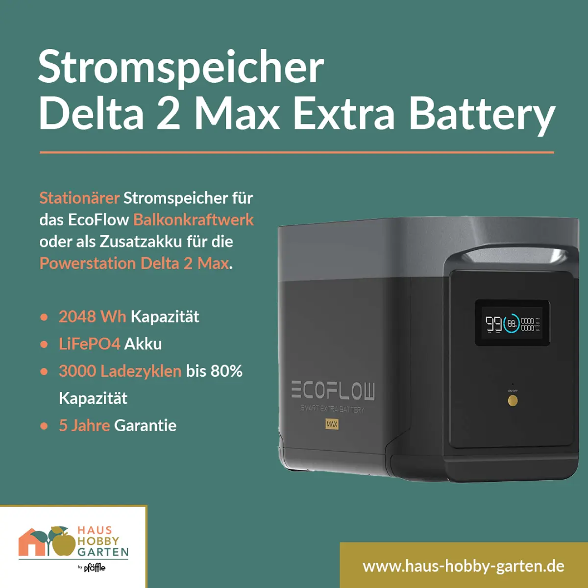 DELTA 2 Max Smart Extra Battery, Zusatzakku