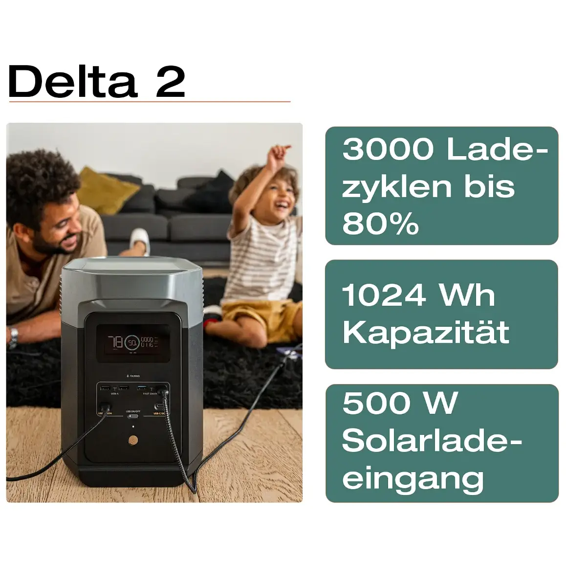Balkonkraftwerk mit Speicher Basic 1 kWh bis 800 W