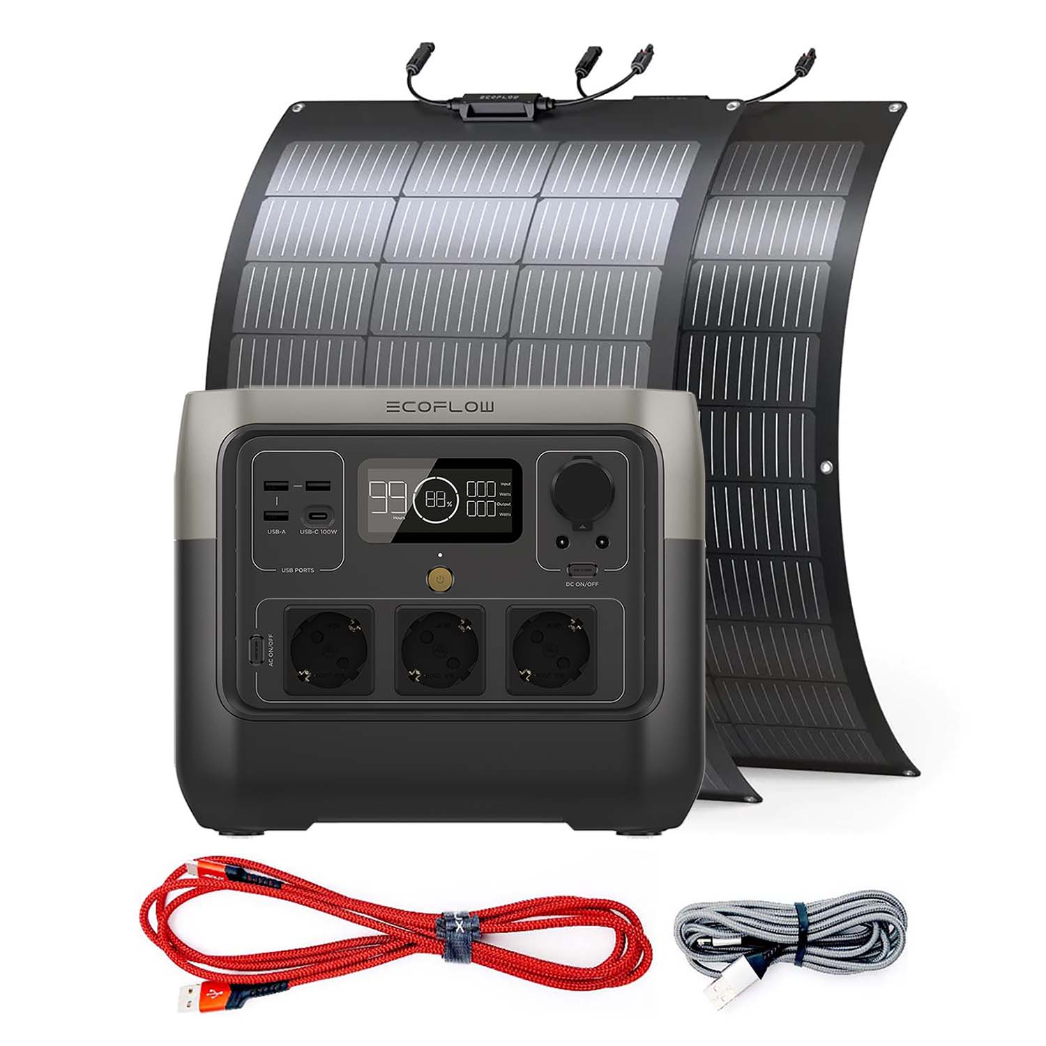 RIVER 2 Pro-Set Powerstation inkl. 2 Solarpanel 100 W