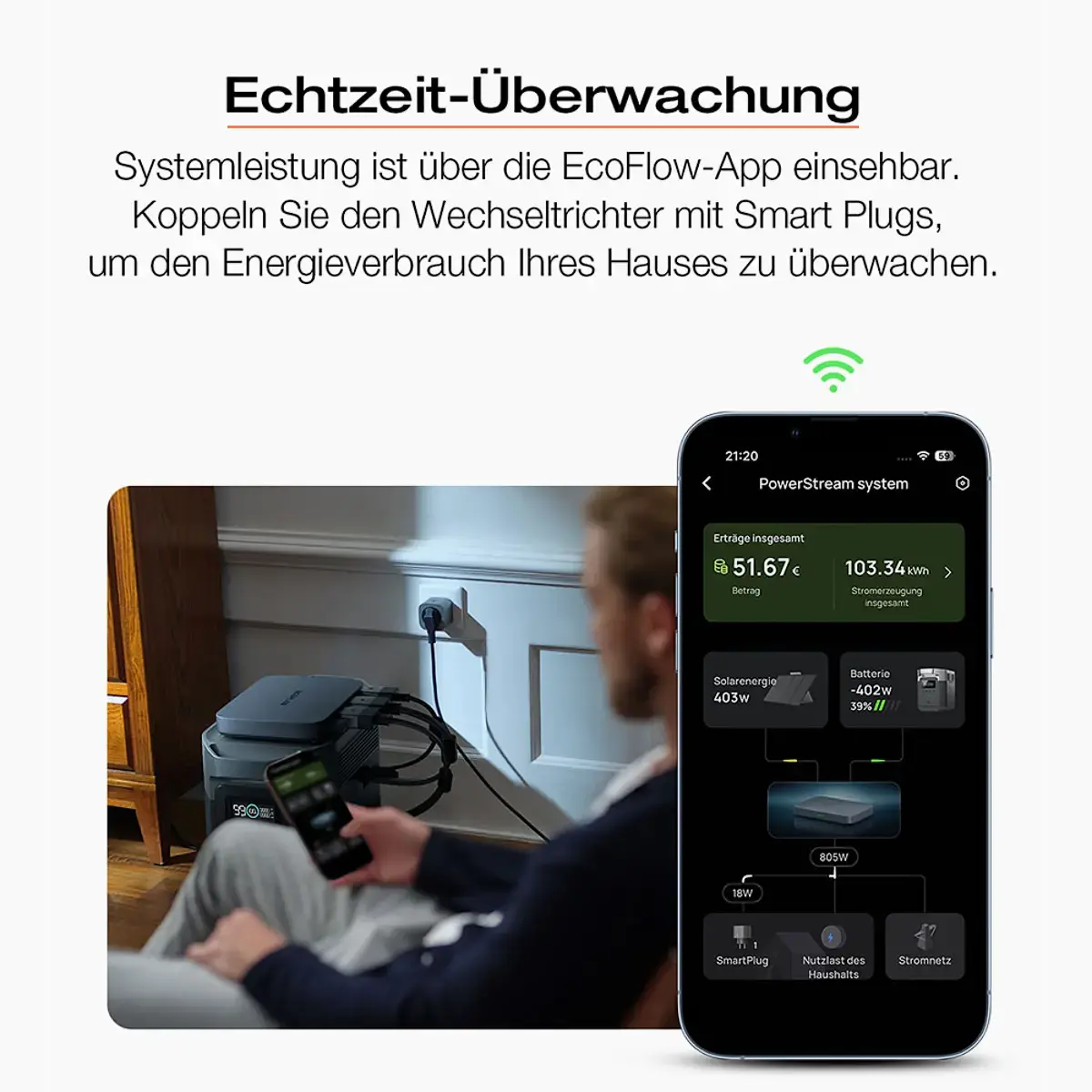Balkonkraftwerk mit Speicher Basic 1 kWh bis 800 W