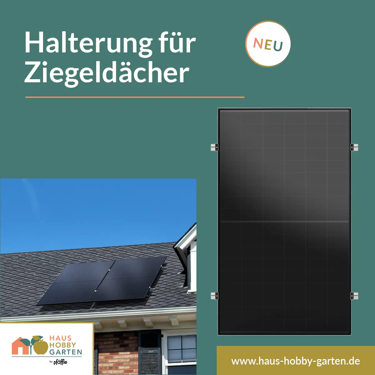 Balkonkraftwerk mit Speicher Pro 1350 W mit Ziegeldach Halterung