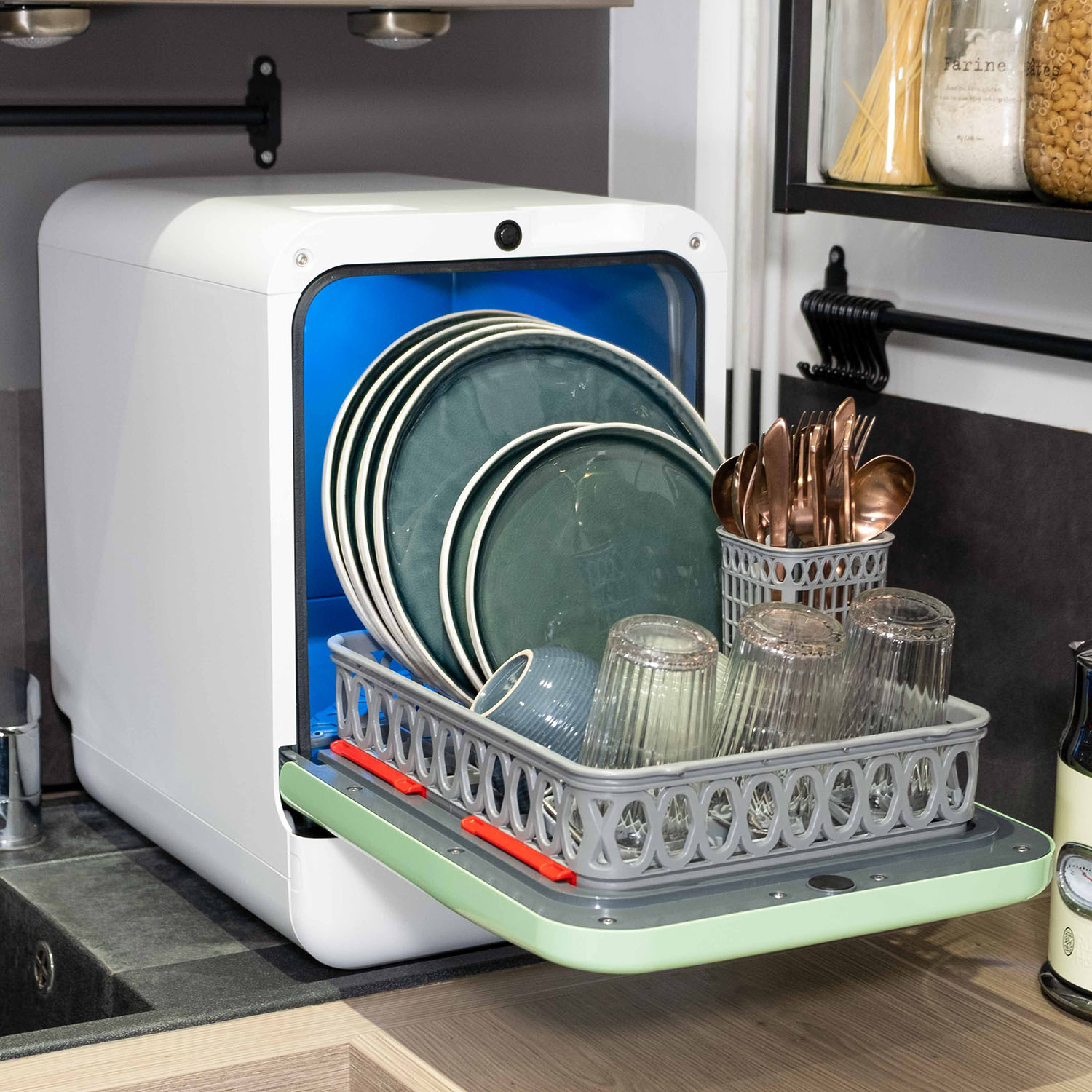 Tischgeschirrspüler Bob easypack weiß/mintgrün Tischgeschirrspüler Bob easypack weiß/mintgrün