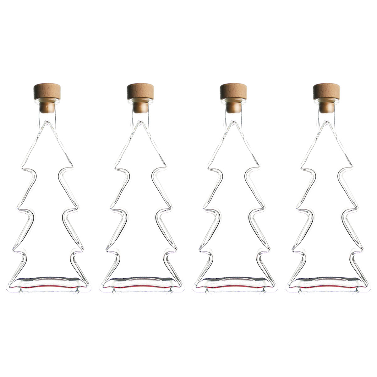 Spirituosenflasche-Set Tannenbaumflasche, Glasflasche 200ml mit Verschluss, VPE 4