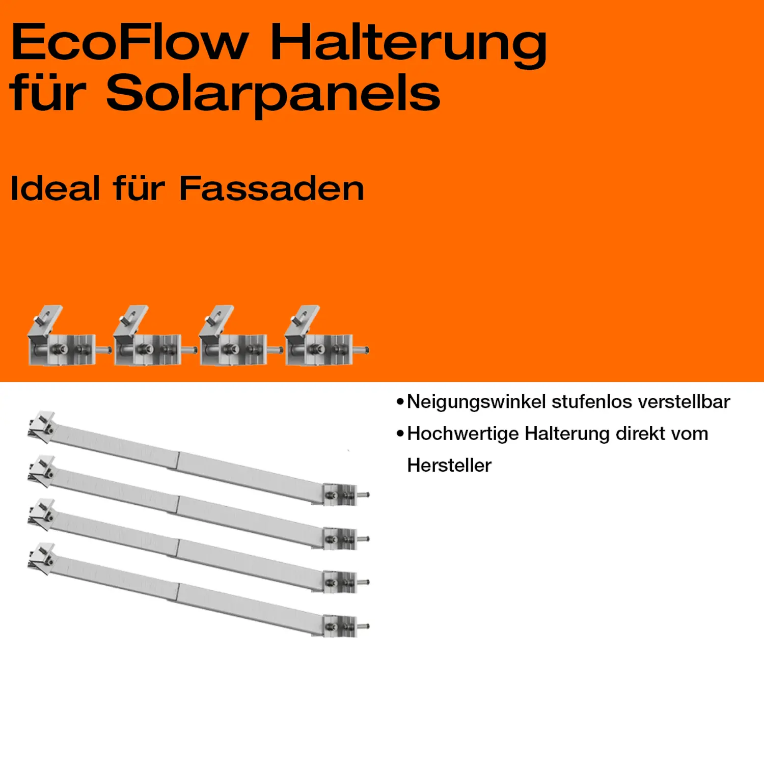 Balkonkraftwerk mit Speicher 900 W Komplettset Max mit Fassade 50° Halterung