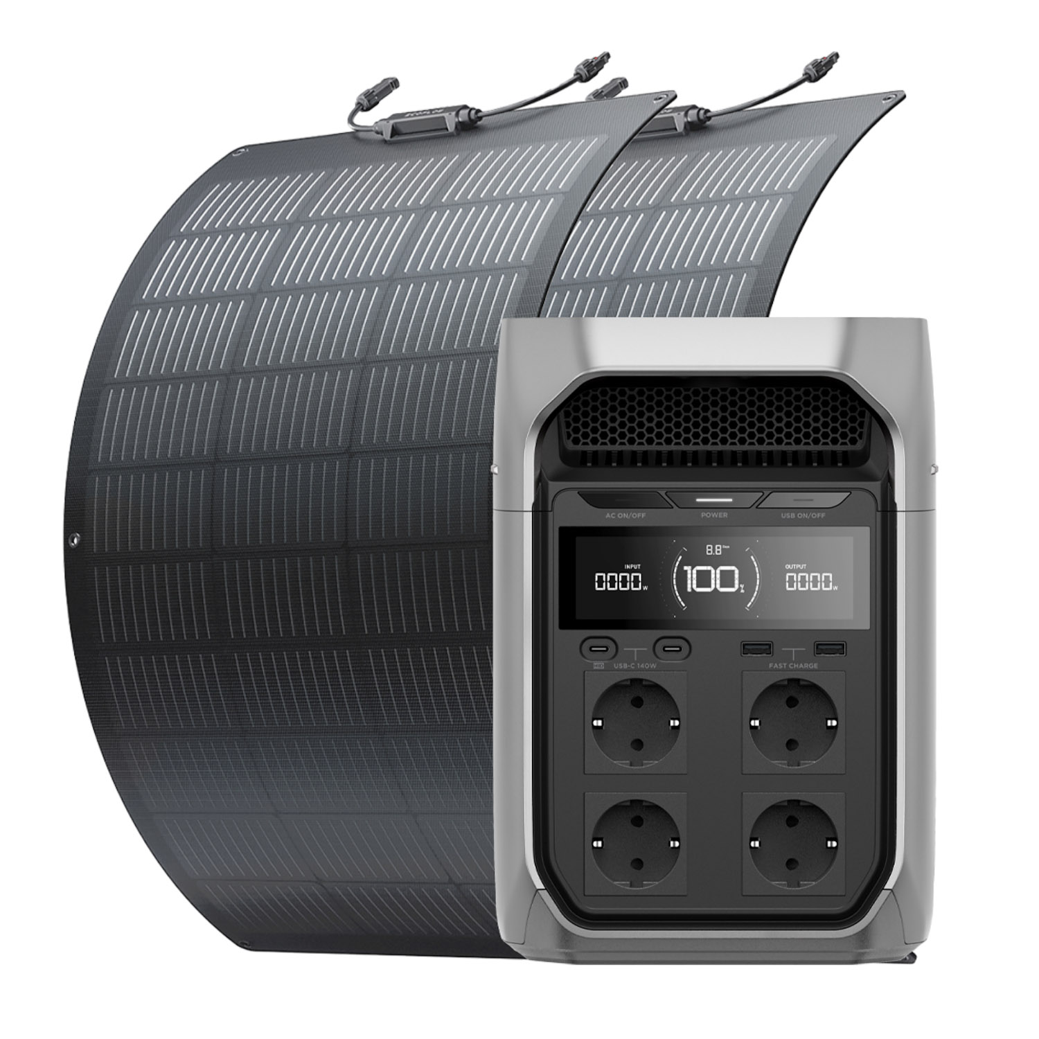 EcoFlow Delta 3 Plus  Powerstation mit flexiblem 100 W Solarpanel – kompaktes Set für mobile Stromversorgung