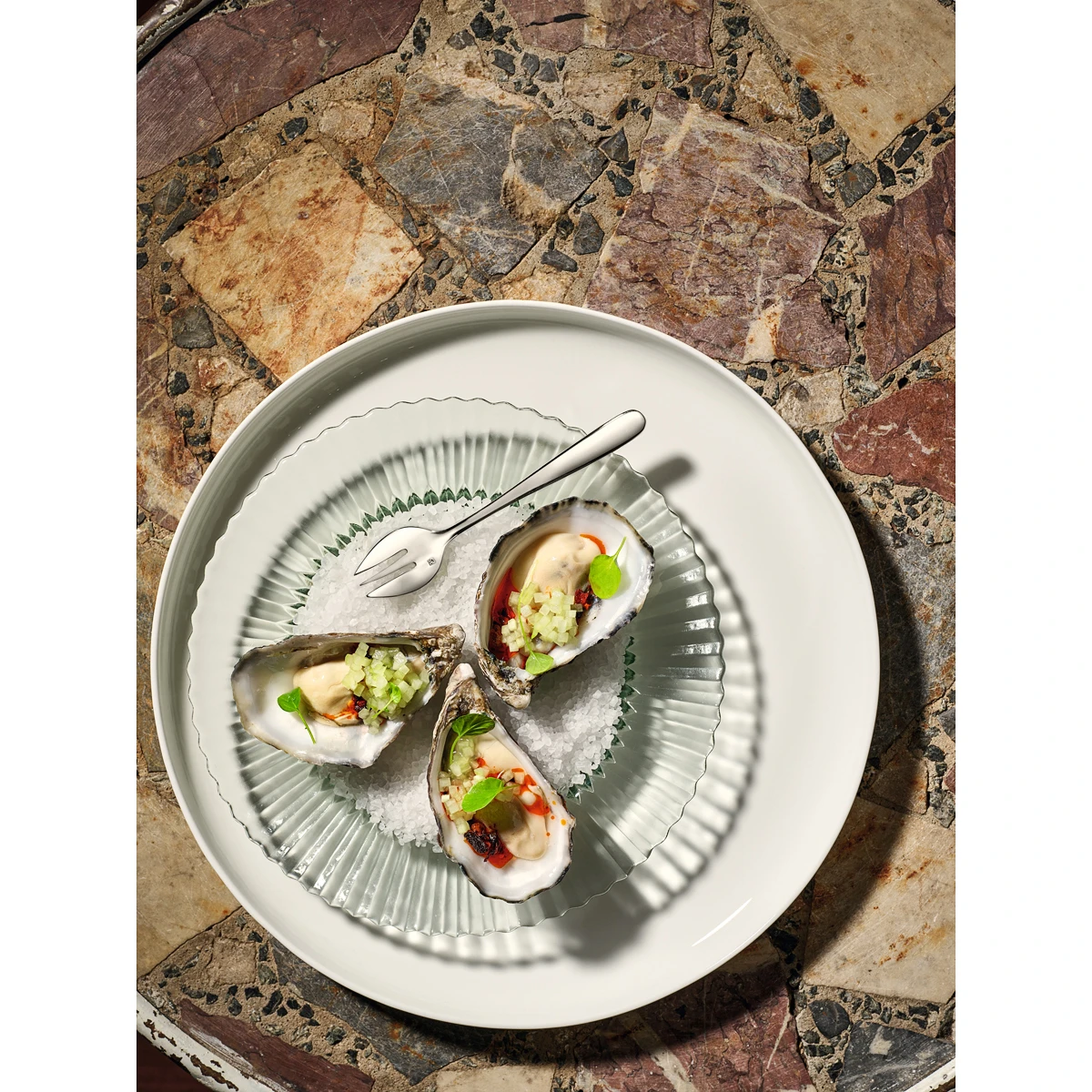 Glasteller flach 21,5cm Salbeigr. VPE 4 Stück ARCHIE