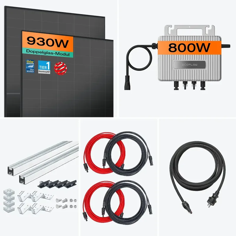 Lieferumfang des Balkonkraftwerks STREAM 800W