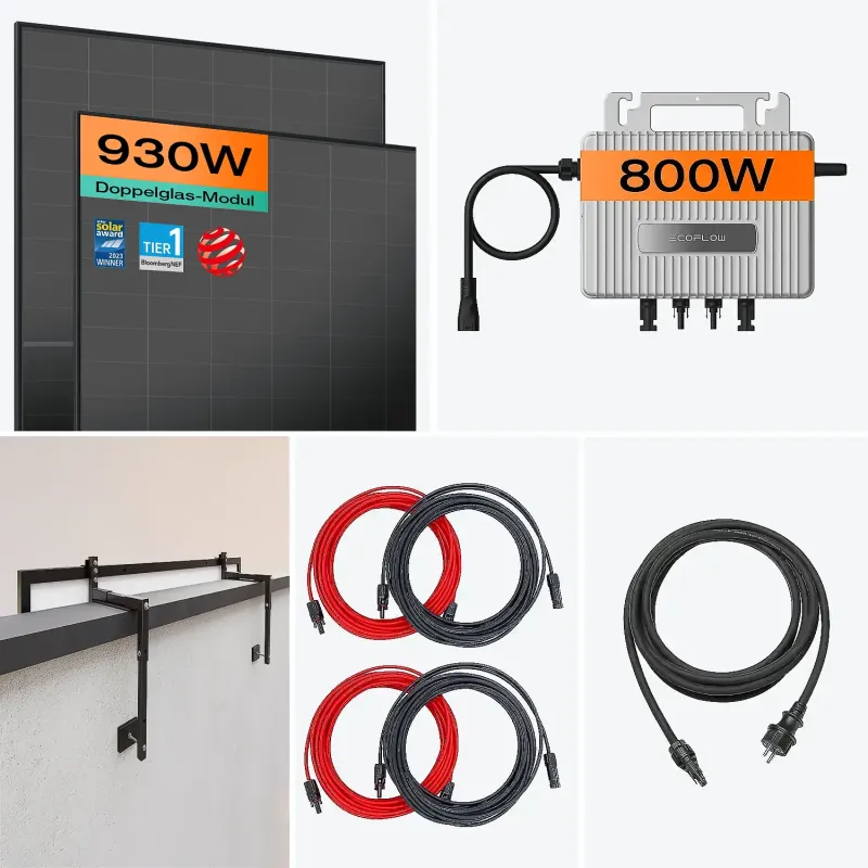 Lieferumfang des Balkonkraftwerks STREAM 800W