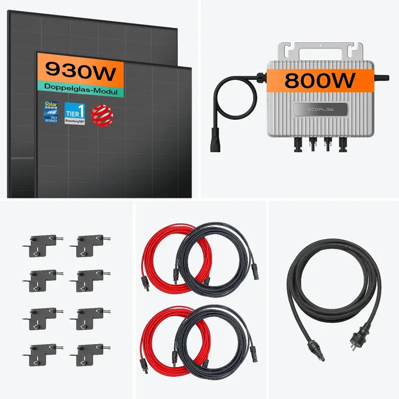 Lieferumfang des Balkonkraftwerks STREAM 800W